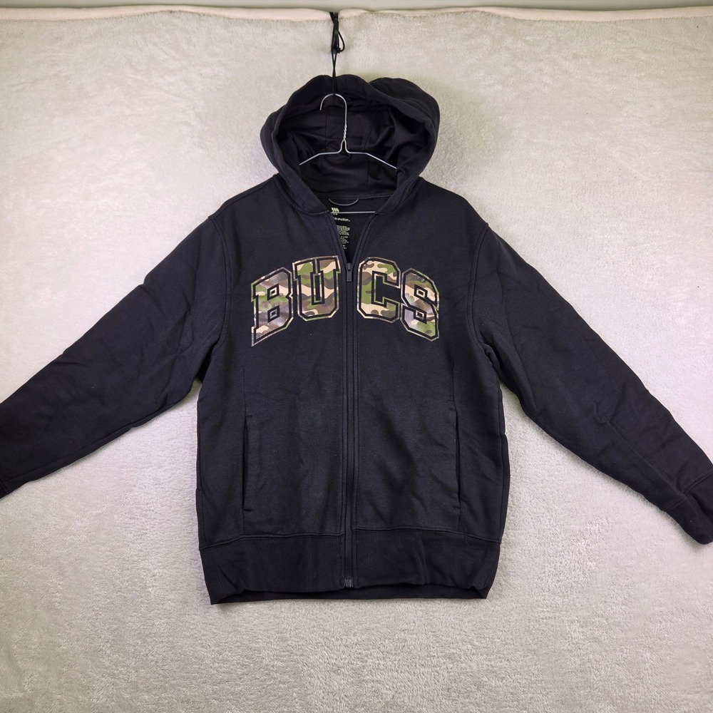 All In Motion Mens Tampa Bay Buccaneers Bucs Camo Full Zip Hoodie Black Small